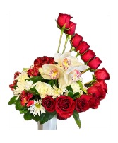 Love Wrapped in Red Flower Arrangement