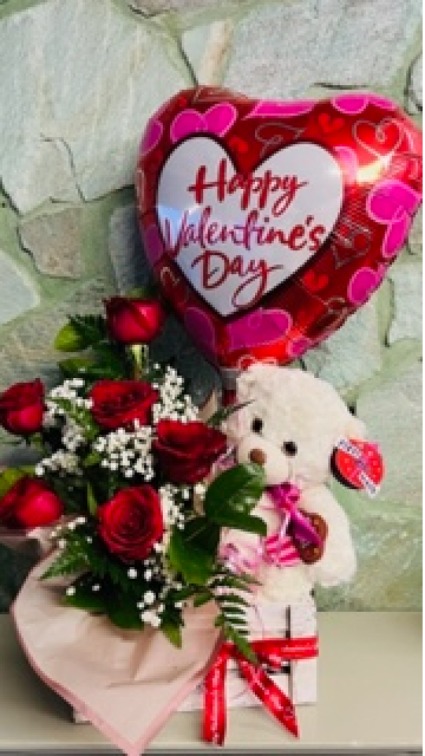 Love you Beary Much Roses & Teddy Bear