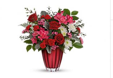 Love you bouquet Keepsake beautiful red vase in Fairfield, OH | NOVACK-SCHAFER FLORIST