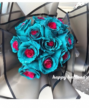 Love you forever  Roses hot pink and turquoise 