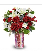 Love you more Beautiful crystal cut vase with fresh flowers
