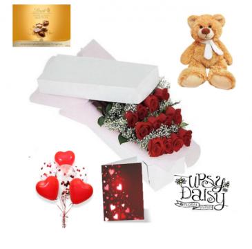 Love you more! Roses, Chocolates and Gifts Super Duper Box in Port Dover, ON | Upsy Daisy Floral Studio