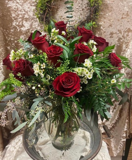 Love You Red Rose Elegant Vase