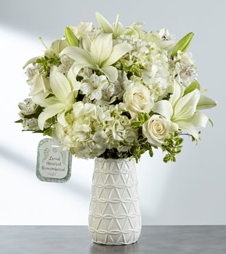 Loved, honored and remembered White ceramic vase