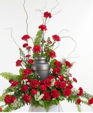 Loved Red Urn  Arrangement  Substitutions Maybe Necessary