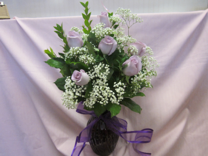 Lovely in Lavender, $65.00 Purple Vase, Lavender Roses
