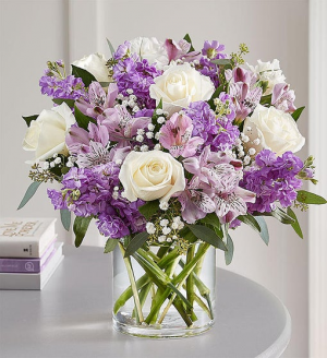 Lovely in Lavender Roses, Matthiola, Alstromeria and more!