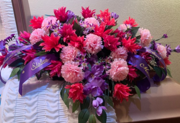 Lovely in Pink and Purple Silk Casket Pc. in Tishomingo, OK | Willow & Company Flower Shop