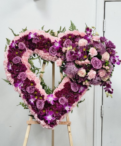 Lovely lavender and purple heart  Funeral 