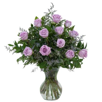 Lovely Lavender Roses Vase Arrangement