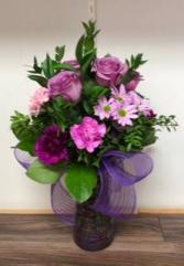 Lovely lavender and pink blooms Vase arrangement