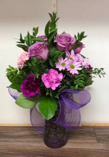 Lovely lavender and pink blooms Vase arrangement