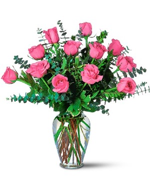 Lovely Pink Roses and Eucalyptus  
