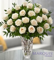 Lovely Premium White Roses Keepsake Marquis by Waterford® Vase