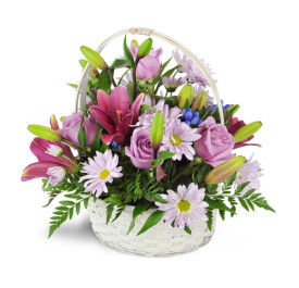 LOVELY PURPLE FLOWER BASKET basket arrangement