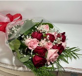 Lovely Red and Pink Roses 1 Doz. Presentation Style Wrap