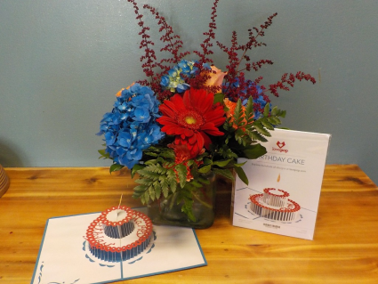 LovePop Birthday Birthday arrangement with LovePop card