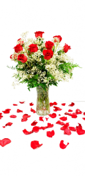Moms Devotion Premium long stem Red Roses. Vase Arrangement