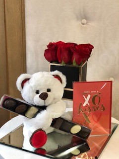 Flowers chocolate and teddy clearance bear