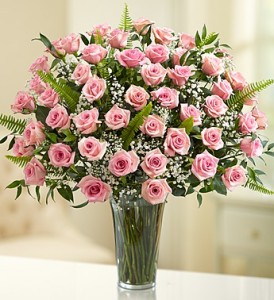 Elegance in Pink, 50 Roses Magnificent  Pink Roses with Luxe Foliage