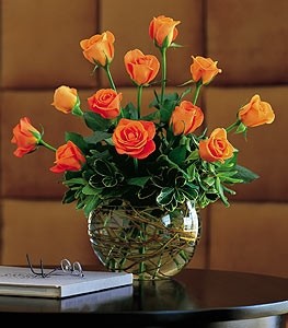 Flame One Dozen Orange Roses