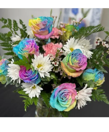 Love's Promise Rainbow Rose Arrangement in Killen, AL | Harmony In Color