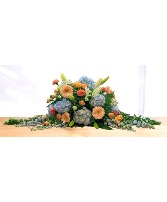 Loving: Blue, White and Peach  Casket Spray
