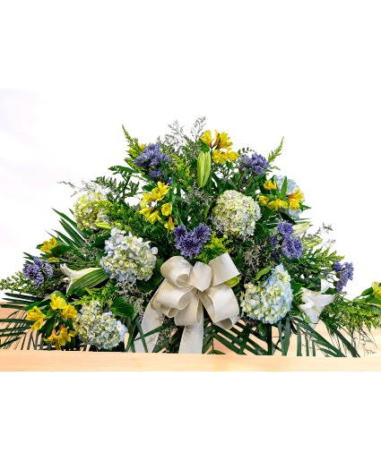 Loving: Blue, Yellow and White  Casket Spray