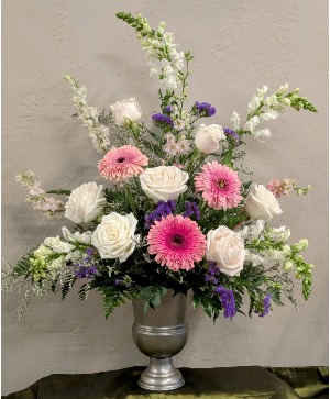 Loving Light Pink and white Urn Arrangement