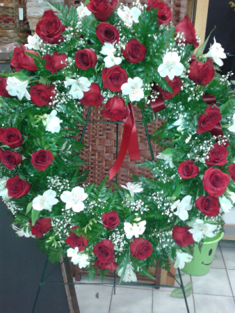 Red and White LARGE WREATH