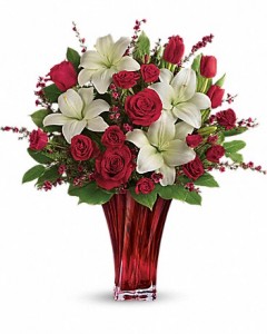 Teleflora's Love's Passion Bouquet Vased Fresh Arrangement