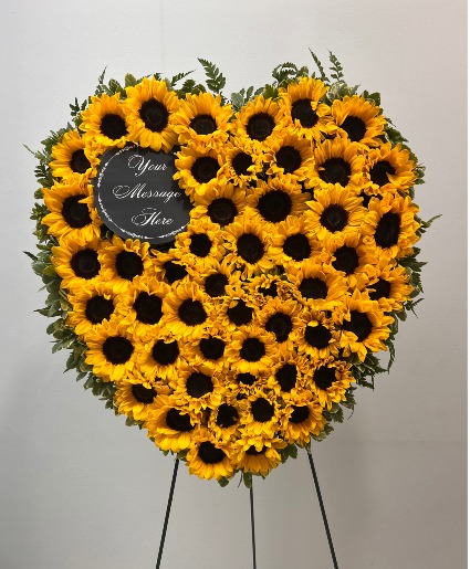 Loving Sunflower Tribute Standing Heart