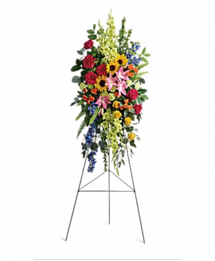 Loving Sunflowers with Colorful mix Standing Spray 