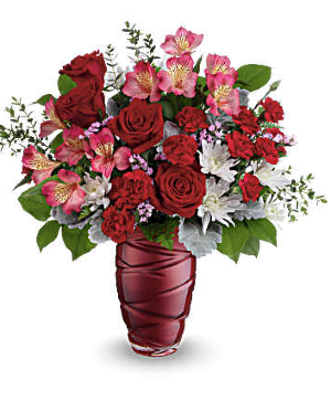 Loving Swirls Arranged in Pearlescent Glass Vase