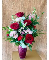 LOVING SWIRLS VALENTINES DAY ARRANGEMENT