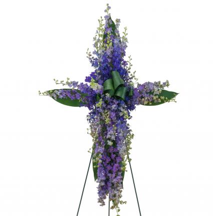 Lovingly Lavender Cross Standing Spray