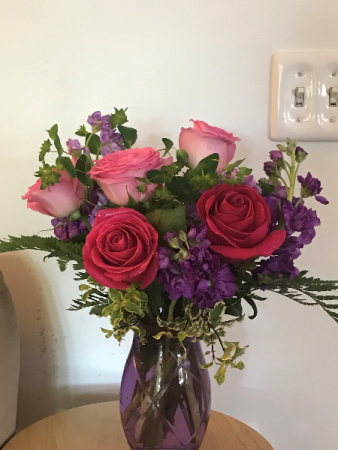 Devoted to you Purple vase arrangement
