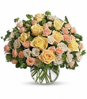 Low and Lush Bouquet of Pastel Roses  