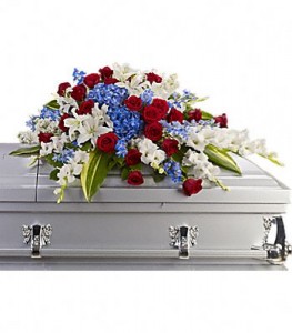 Loyal Service Member Casket spray in Converse, TX | KAREN'S HOUSE OF FLOWERS & CUSTOM CREATIONS