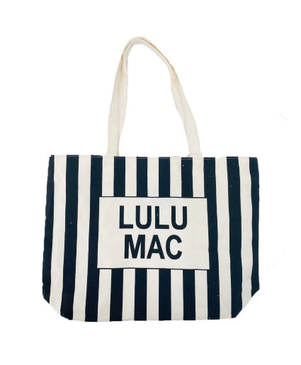 Lulu Mac Canvas Tote LM-BG-1002-Black/White Stripe 