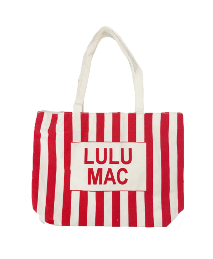 Lulu Mac Canvas Tote LM-BG-1002-Red/White Stripe 