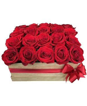 Luscious box of red roses 