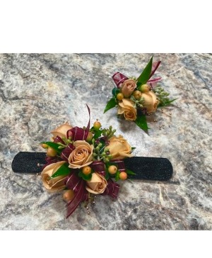 Lush Elegance Wrist Corsage & Boutonniere Set
