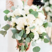 Lush Greens With All Whites Bridal Bouquet 