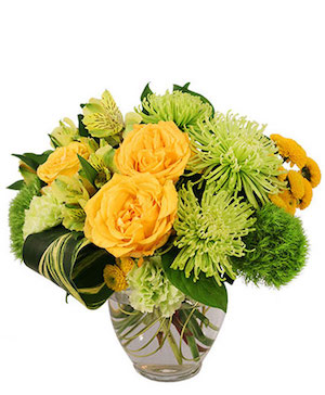 Lush Lemon Roses Flower Arrangement in Kingston, NH - The Green