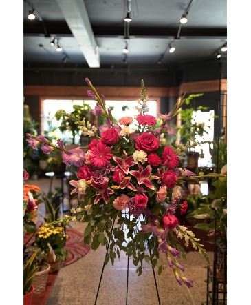Lush & Lovely Crescent Easel Design in South Milwaukee, WI | PARKWAY FLORAL INC.