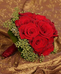 Lush Red Roses Wedding Bridal Bouquet
