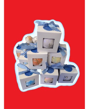 Lux Spa Bath Bombs in boxes locally made and  elegantly packaged for your gifting pleasure in 3 fabulous scents ORDER ON ADD ON MENU - $50MIN FOR DELIVERY 