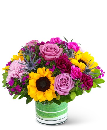 Luxe Amethyst Sunshine Flower Arrangement in Houston, TX | EXOTICA THE SIGNATURE OF FLOWERS
