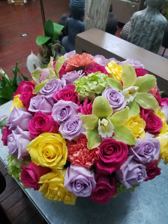 Luxe Roses and Orchids Vase Arrangement